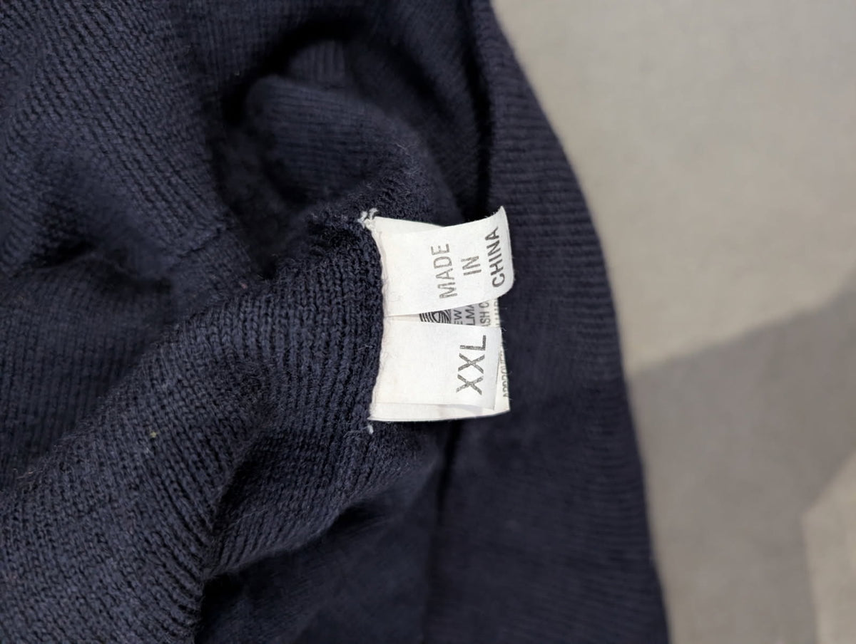 Sovrano Vintage Quarter-Zip Knit Sweater - Pure New Wool with Suede Patches - Image 3