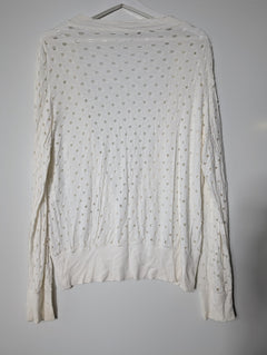 SABA Eyelet Wrap Cardigan White Size 12 - Image 5