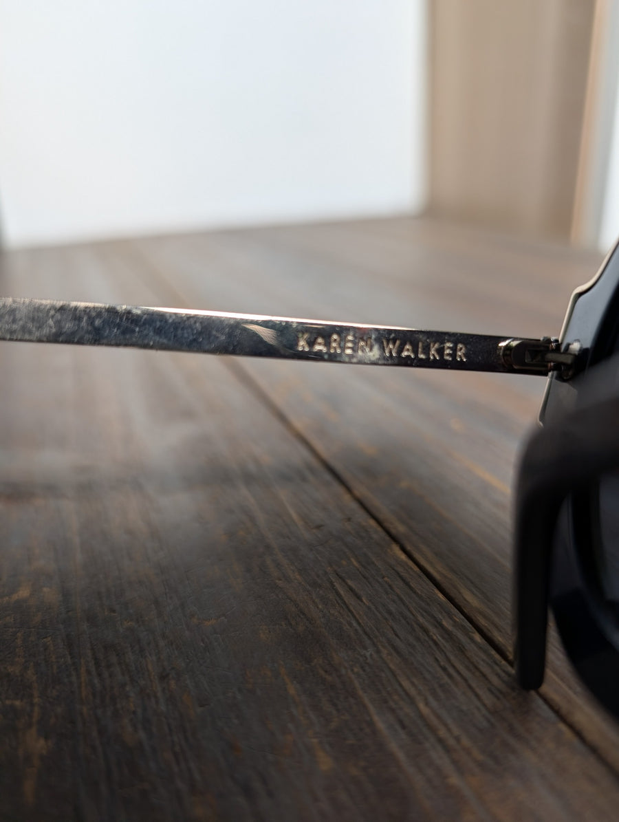 Karen Walker Deep Freeze Sunglasses Navy Blue Round Frames - Image 4