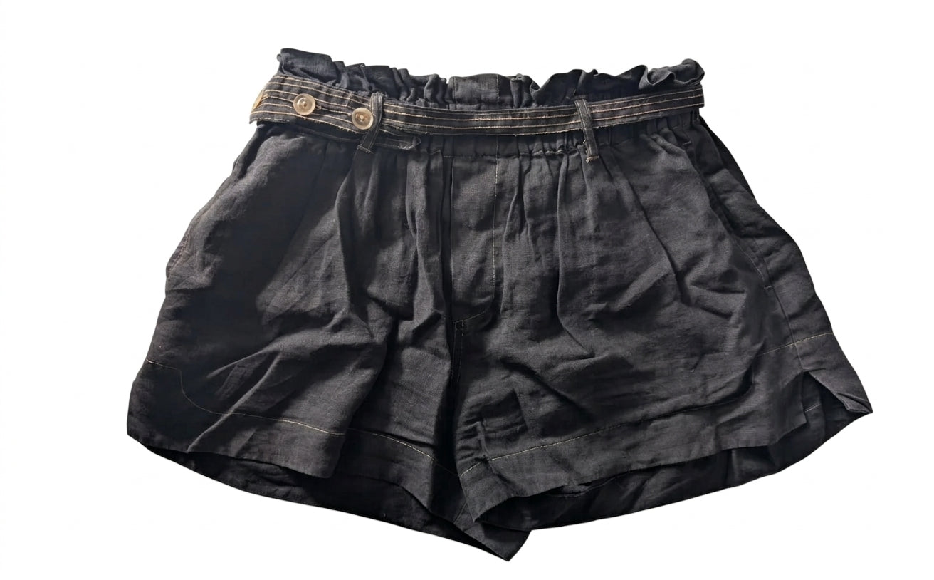 Bassike Women's Linen Shorts Dark Grey Size 2 - Image 1