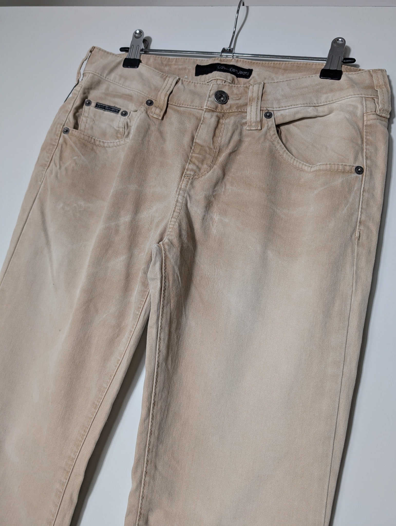 Calvin Klein Jeans Corduroy Pants Tan Rhinestone Detail - Image 2