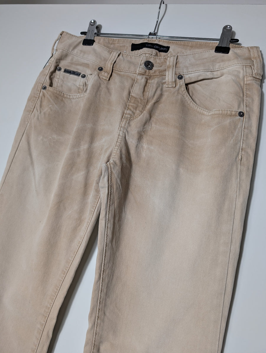 Calvin Klein Jeans Corduroy Pants Tan Rhinestone Detail - Image 2