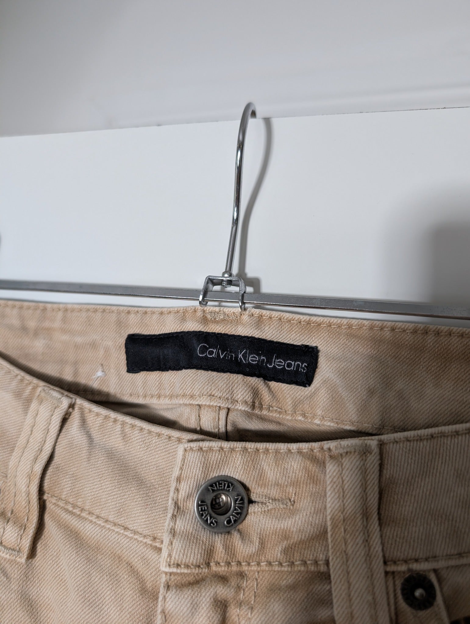 Calvin Klein Jeans Corduroy Pants Tan Rhinestone Detail - Image 4