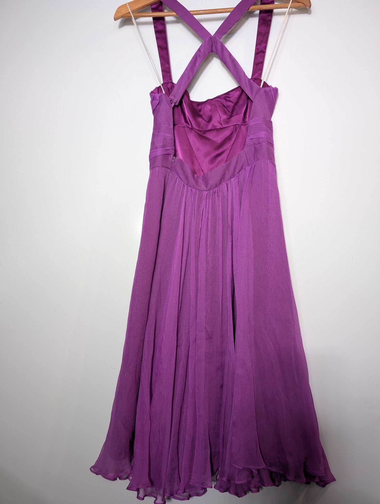 Rachel Gilbert Silk Chiffon Midi Dress Purple Size 0 - Image 4