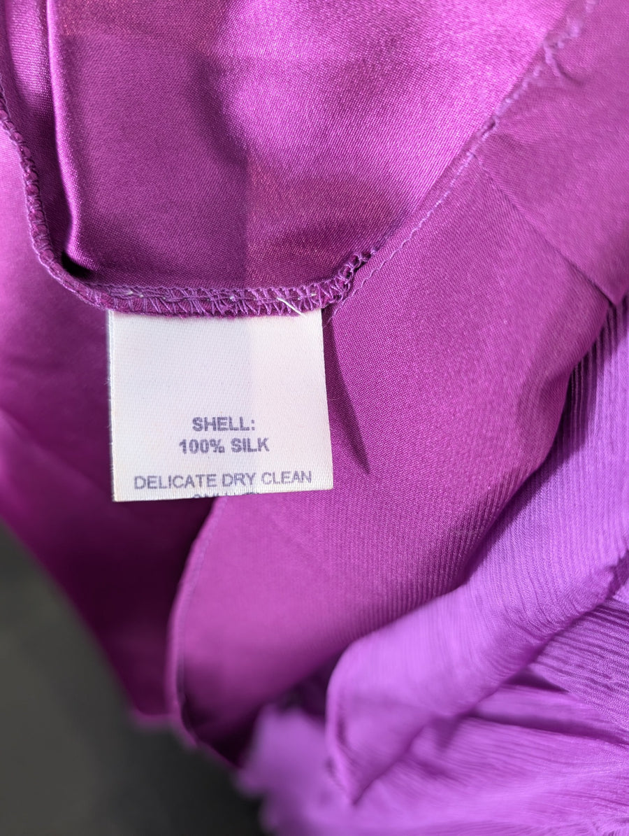 Rachel Gilbert Silk Chiffon Midi Dress Purple Size 0 - Image 7