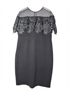 Anthea Crawford Black Lace Overlay Sheath Dress Size 18 - Image 1