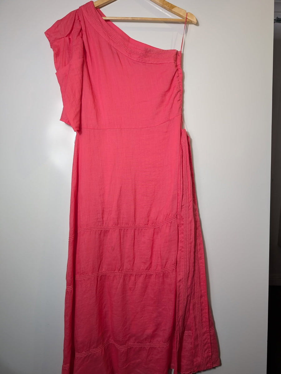 Morrison One-Shoulder Tiered Midi Dress Pink Size 2 - Image 5