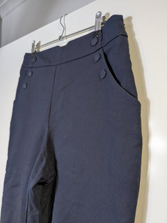 Portmans Sailor-Style High-Waisted Trousers Navy Blue Women's Size 10 - Image 3
