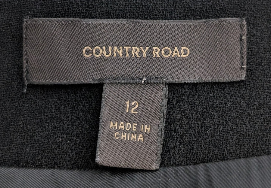 Country Road Wrap Front Midi Dress Black AU 12 - Image 5