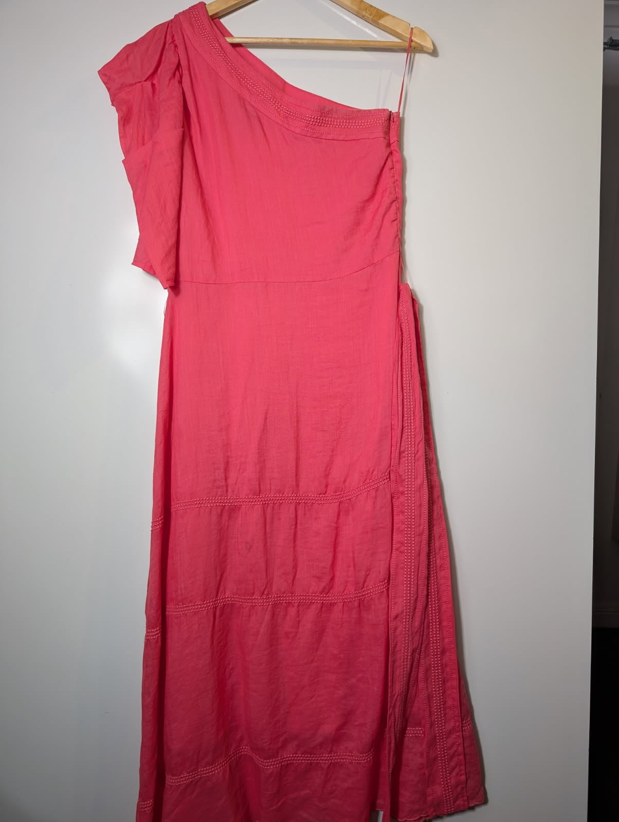 Morrison One-Shoulder Tiered Midi Dress Pink Size 2 - Image 5