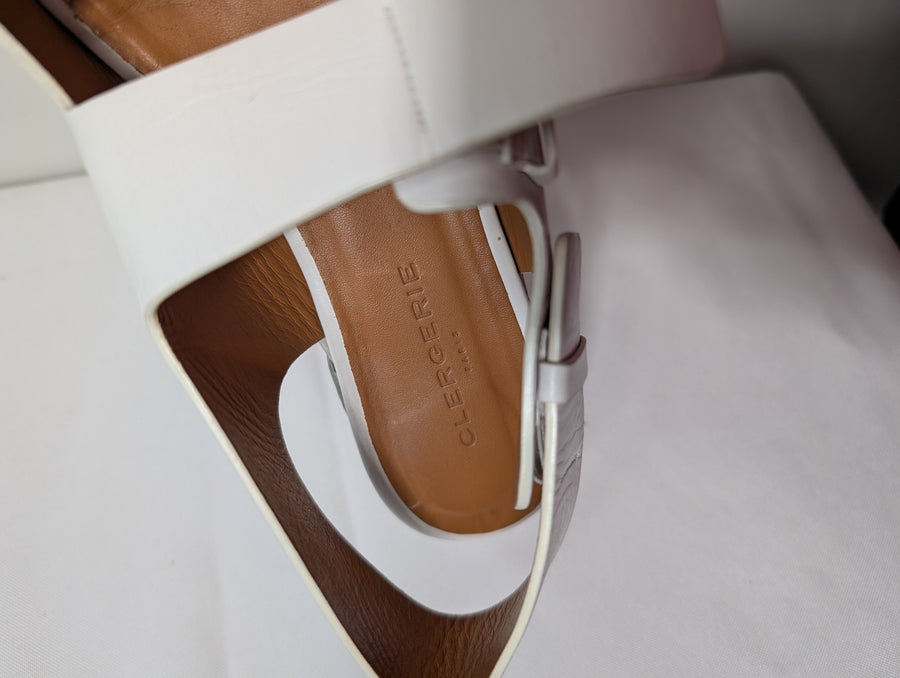 Clergerie Platform Espadrille Sandals White Leather EU 37.5 - Image 6