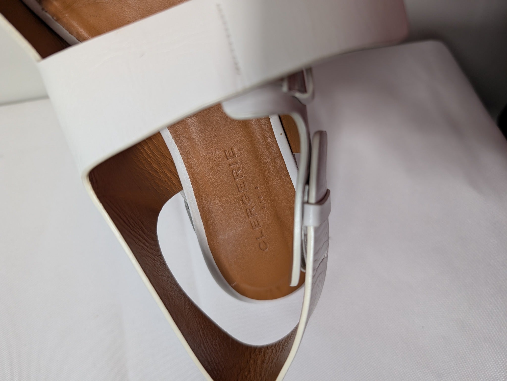 Clergerie Platform Espadrille Sandals White Leather EU 37.5 - Image 6