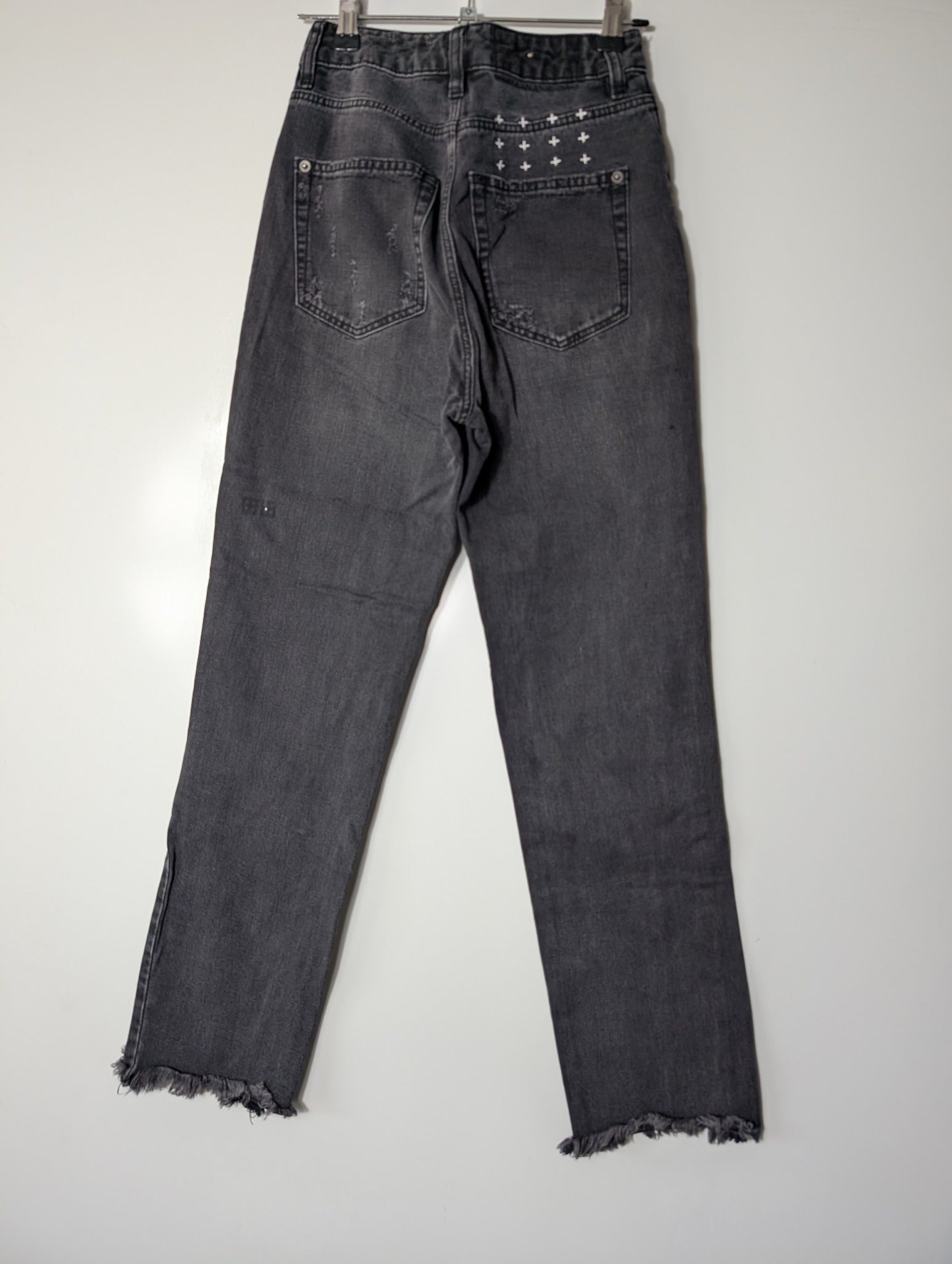 Ksubi High-Rise Denim Jeans Washed Black Raw Hem Size 23 - Image 4