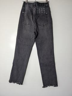Ksubi High-Rise Denim Jeans Washed Black Raw Hem Size 23 - Image 4