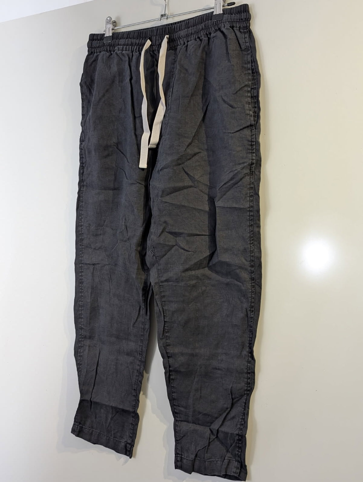 Assembly Label Linen Trousers Grey Elastic Waist Size 8 - Image 8