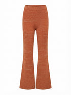 Red Berry Ribbed Knit Flare Pants Orange Women's Size S - Image 1