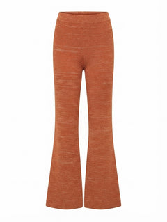 Red Berry Ribbed Knit Flare Pants Orange Women's Size S - Image 1