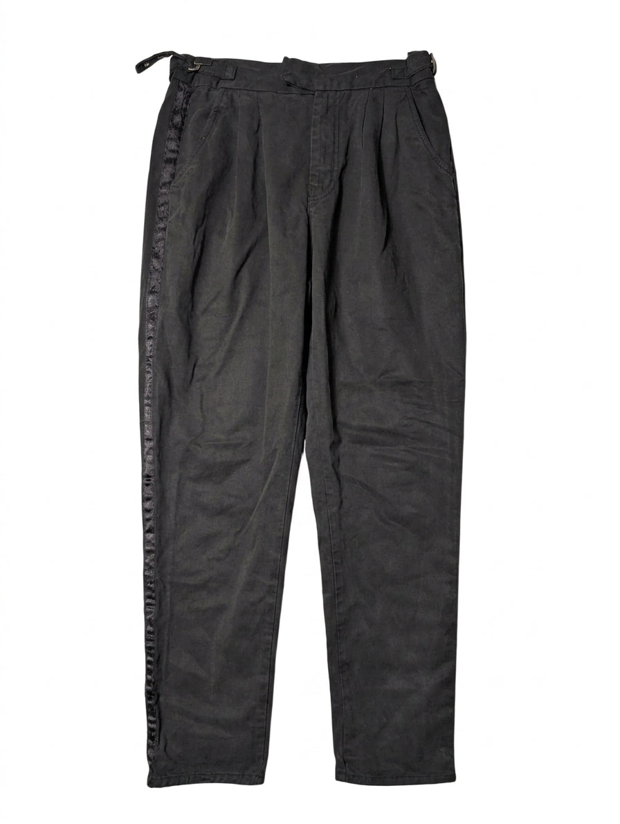 One Teaspoon Pleated Trousers Black With Satin Side Stripe Size 25 - Image 1