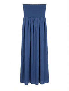 Isabel Marant Silk Smocked Tube Top Maxi Dress Blue Size 36 - Image 1
