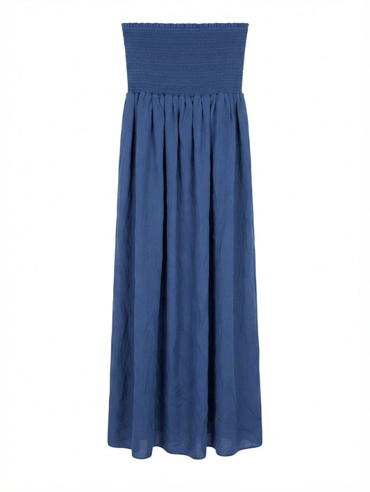Isabel Marant Silk Smocked Tube Top Maxi Dress Blue Size 36 - Image 1