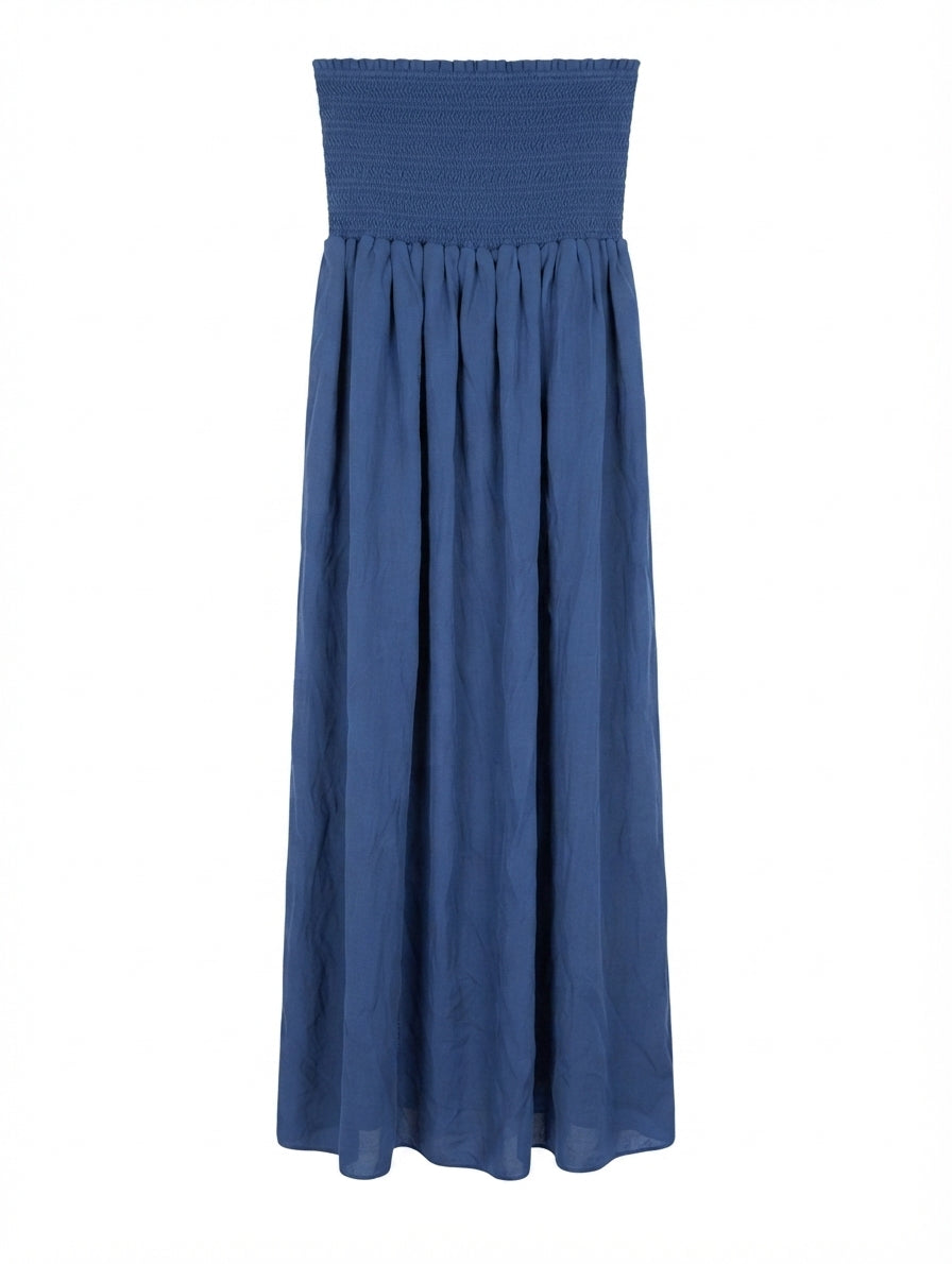 Isabel Marant Silk Smocked Tube Top Maxi Dress Blue Size 36 - Image 1