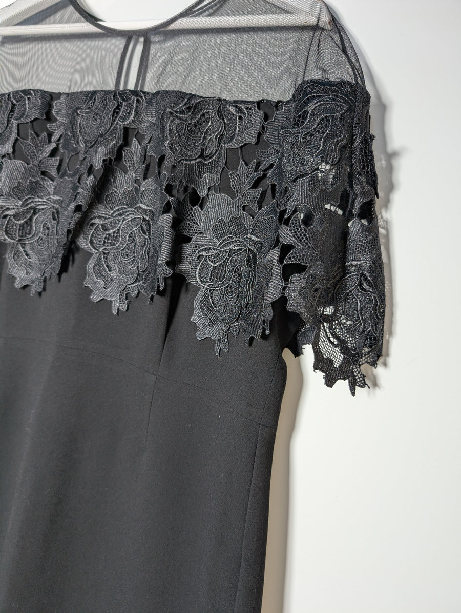 Anthea Crawford Black Lace Overlay Sheath Dress Size 18 - Image 2