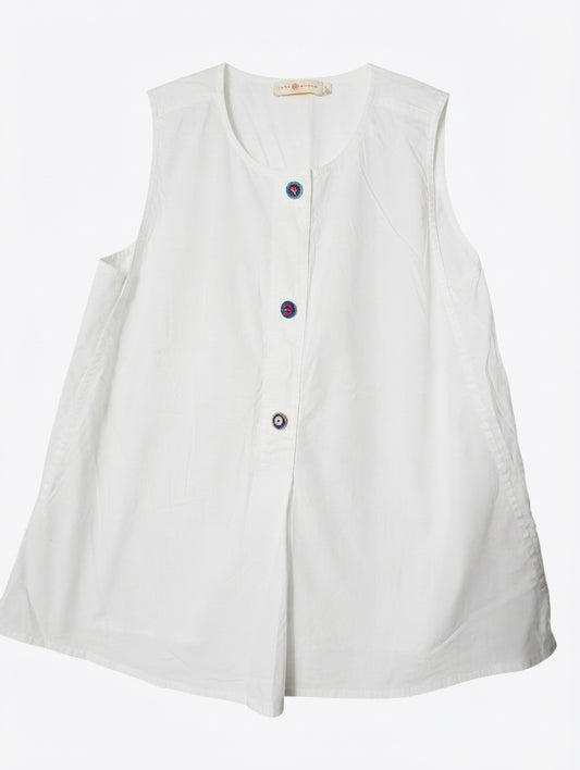 Tory Burch Sleeveless Blouse White Size 4 - Image 1