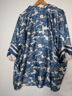 Carolina Lifestyle Satin Shirt Blue Toile de Jouy Print Size S/M - Image 4