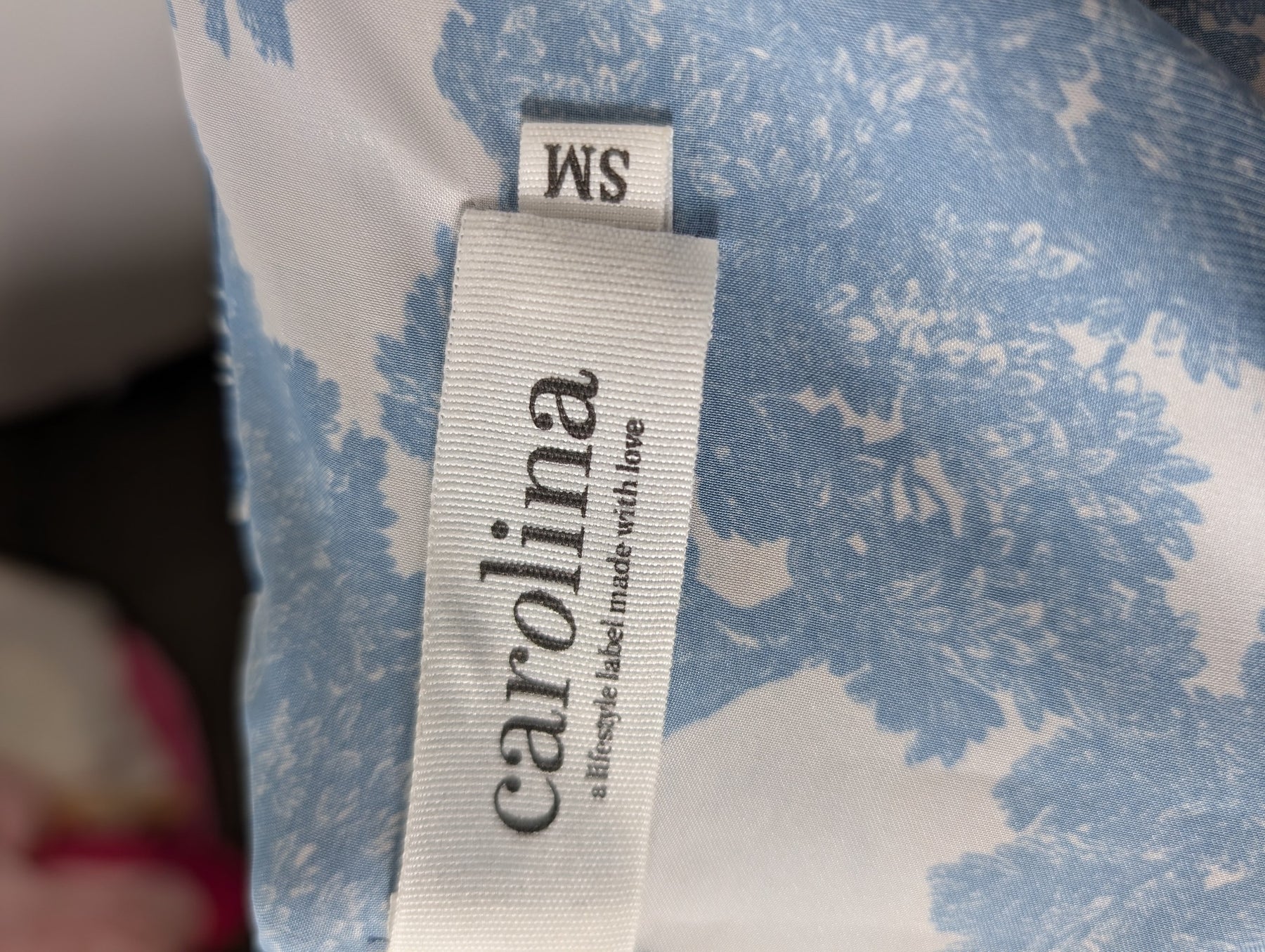 Carolina Lifestyle Satin Shirt Blue Toile de Jouy Print Size S/M - Image 5