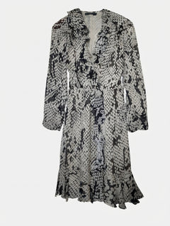Arthur Galan AG Polka Dot Ruffle Silk Dress Black and White Size 8 - Image 1