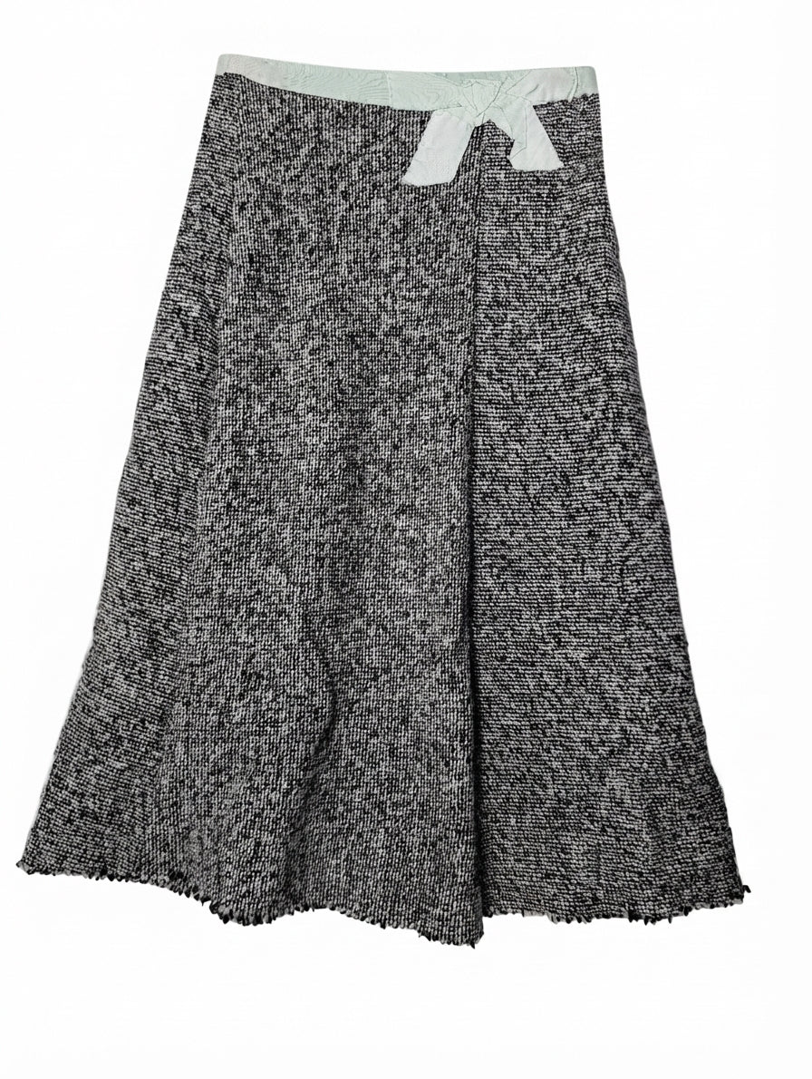 Lee Mathews Wool Tweed A-Line Skirt Black & White Size 1 - Image 1
