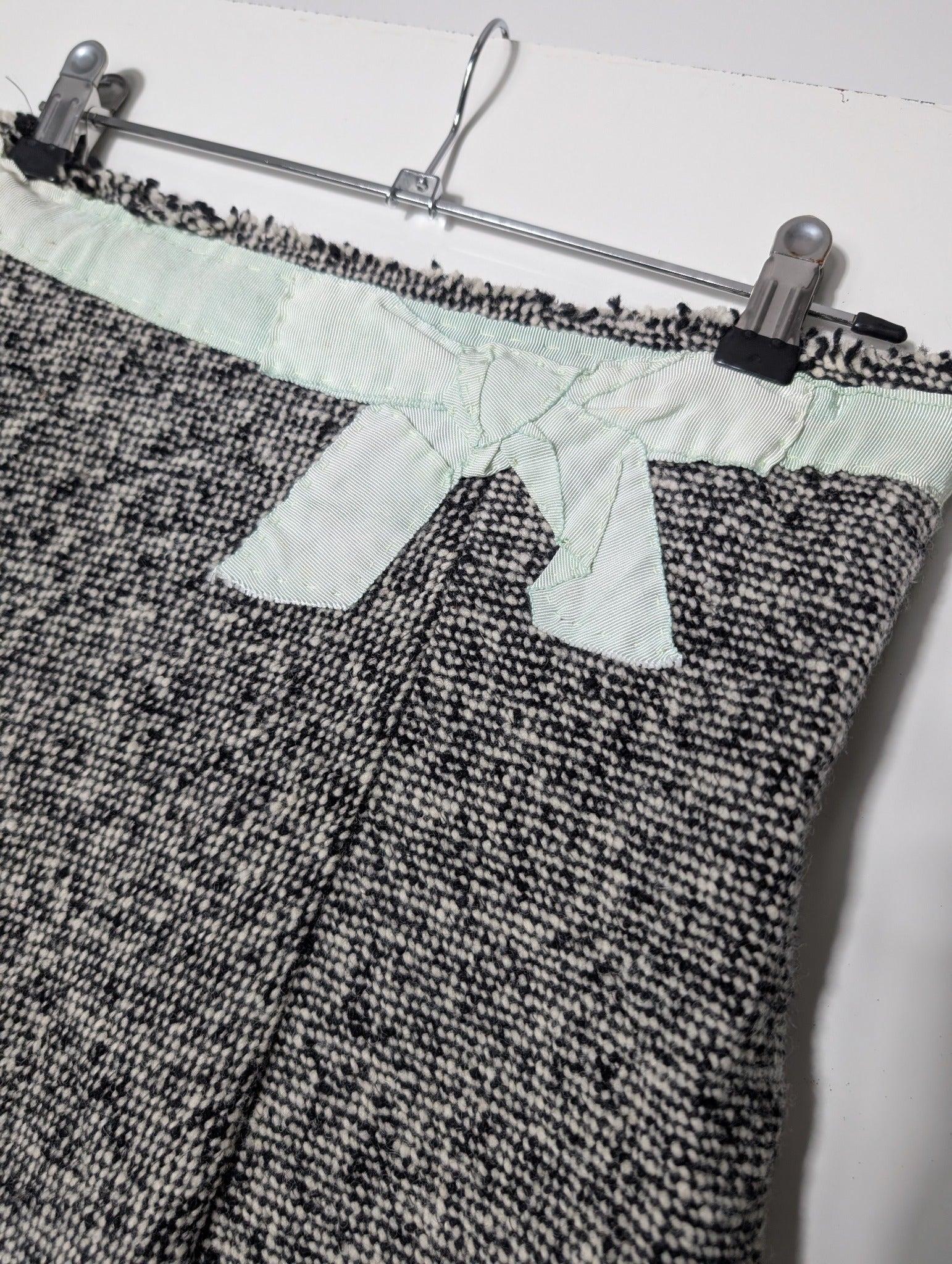 Lee Mathews Wool Tweed A-Line Skirt Black & White Size 1 - Image 2