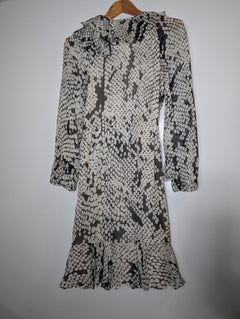 Arthur Galan AG Polka Dot Ruffle Silk Dress Black and White Size 8 - Image 4