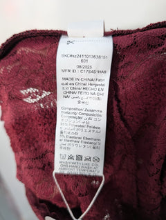 Missguided Lace High-Waisted Ruffled Shorts Burgundy Women's XS - Image 7