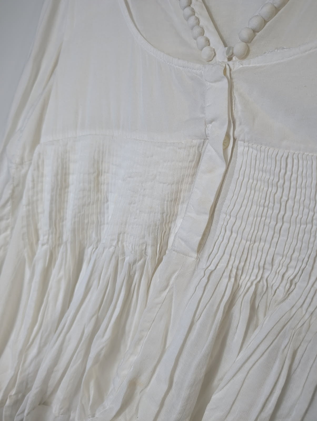 By Malene Birger Gauze Tunic Blouse White Pleated Detail - Image 4