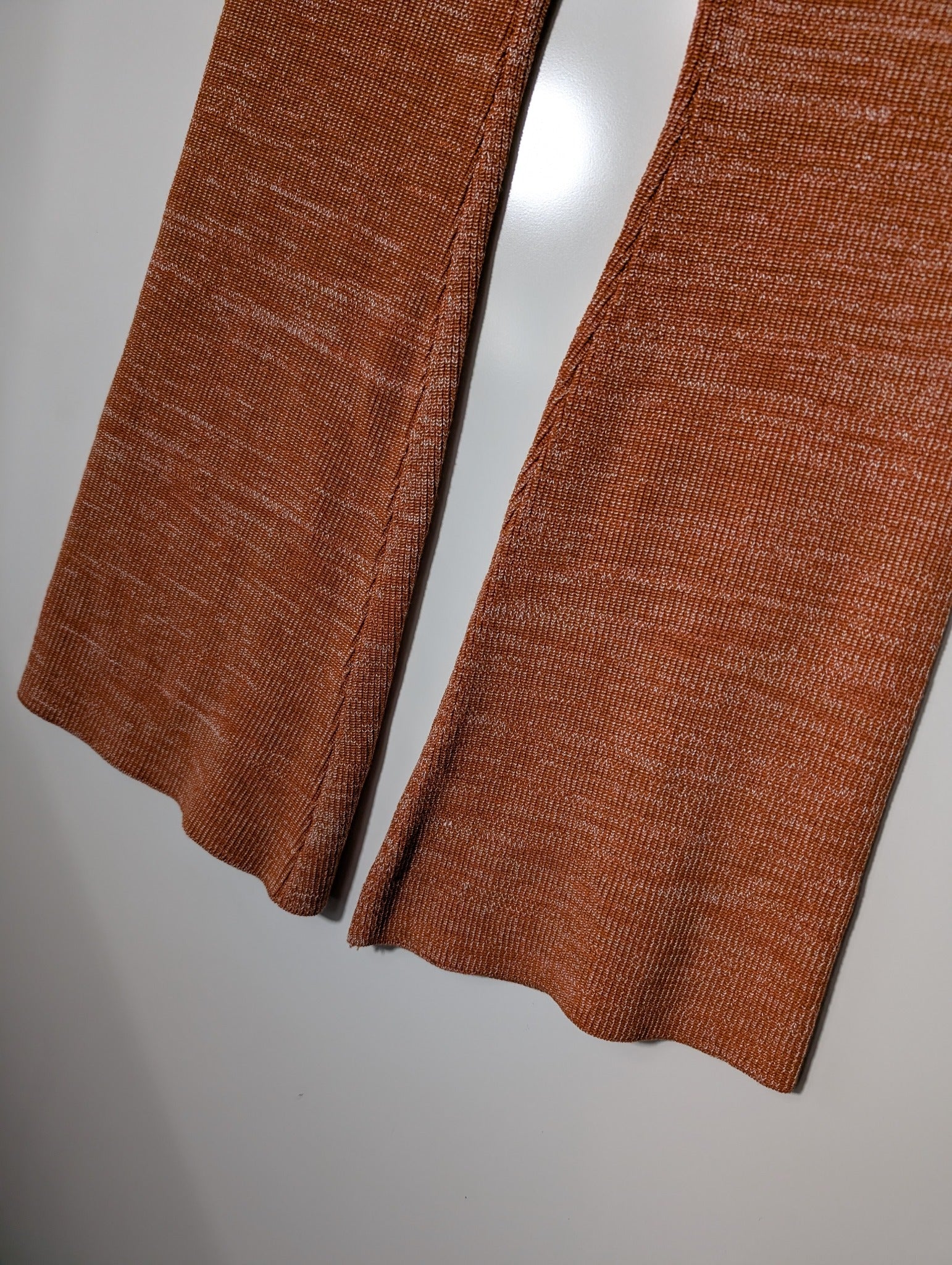 Red Berry Ribbed Knit Flare Pants Orange Women's Size S - Image 2