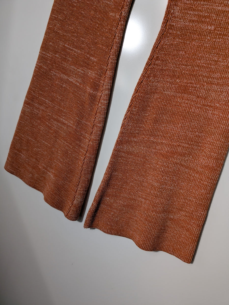 Red Berry Ribbed Knit Flare Pants Orange Women's Size S - Image 2