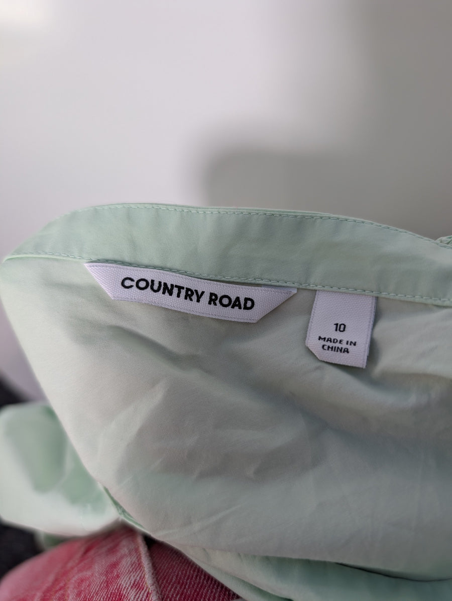 Country Road Cotton Poplin Midi Dress Mint Green Size 10 - Image 8