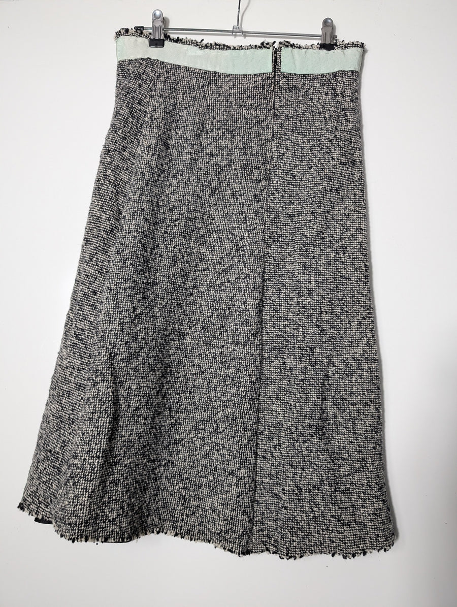 Lee Mathews Wool Tweed A-Line Skirt Black & White Size 1 - Image 4