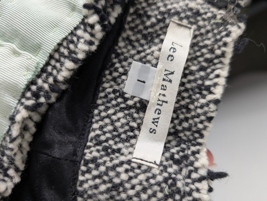 Lee Mathews Wool Tweed A-Line Skirt Black & White Size 1 - Image 5