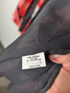 Diesel Australia Floral Chiffon Wrap Dress Red & Black Size 10 - Image 6