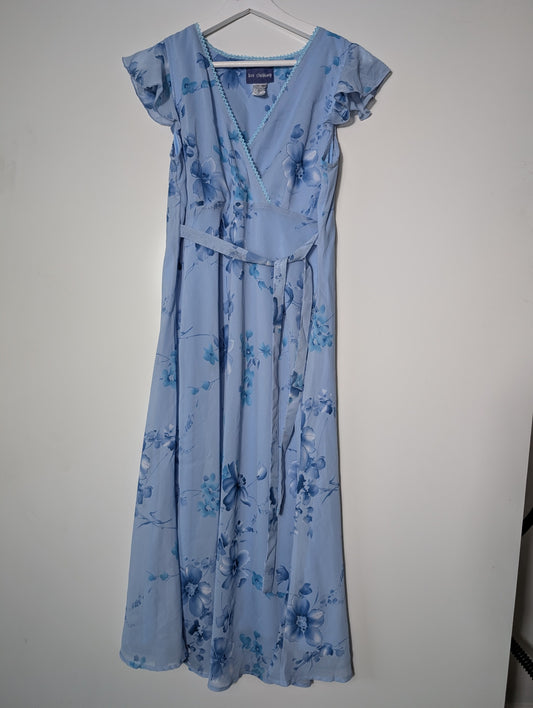 Bia Clothing Floral Midi Dress Blue Flutter Sleeve - Image 1