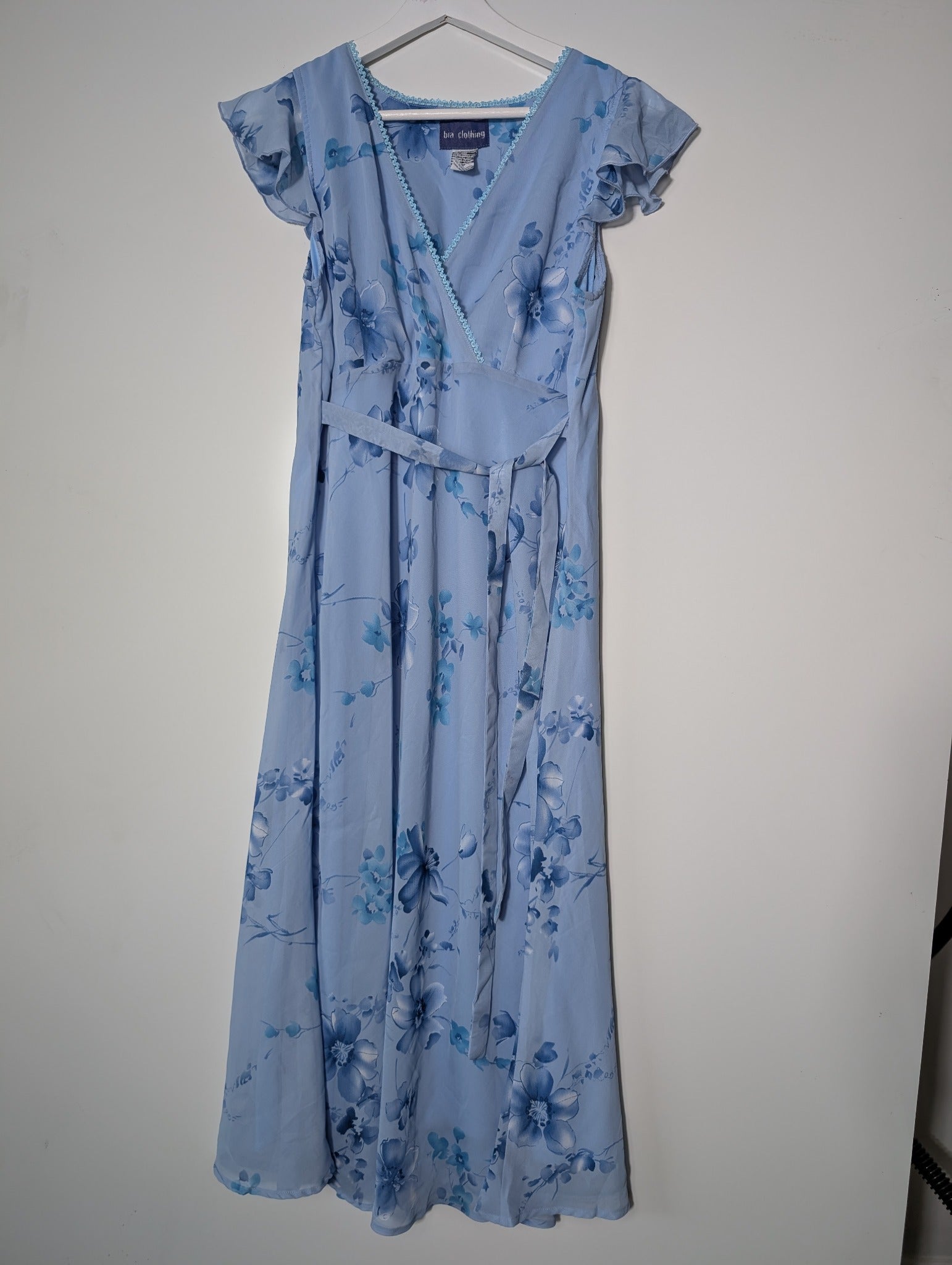 Bia Clothing Floral Midi Dress Blue Flutter Sleeve - Image 1