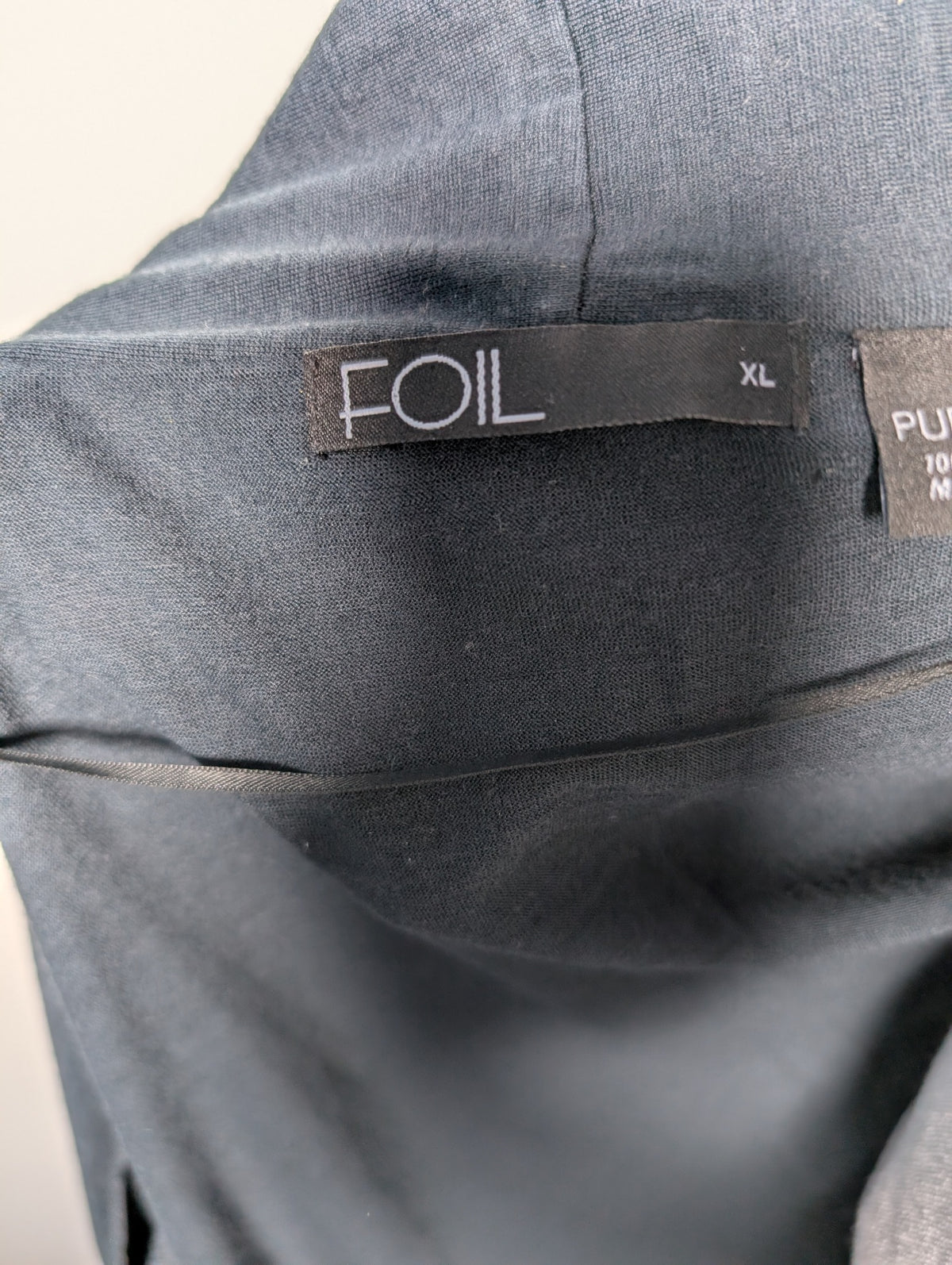 Foil Open Front Cardigan Pure Merino Wool Grey Size XL - Image 5