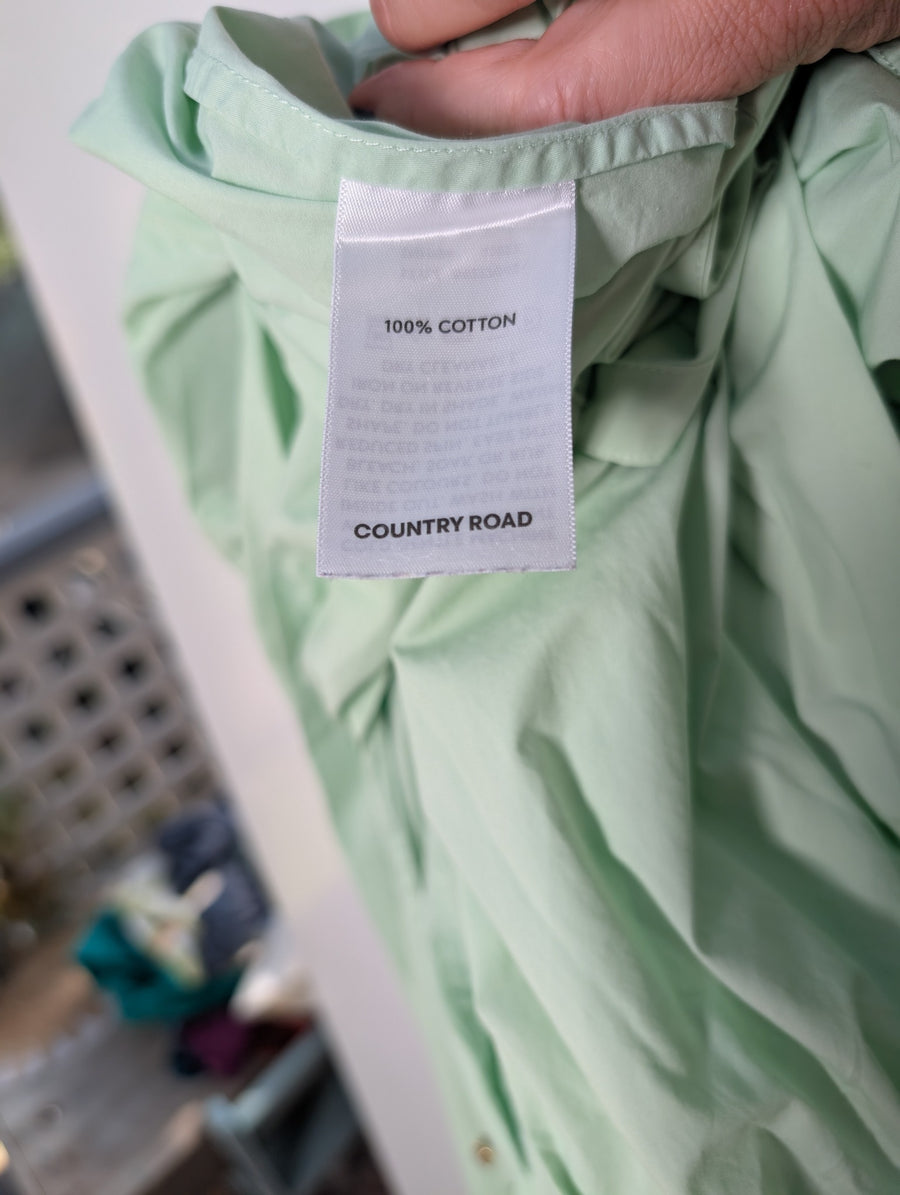 Country Road Cotton Poplin Midi Dress Mint Green Size 10 - Image 9