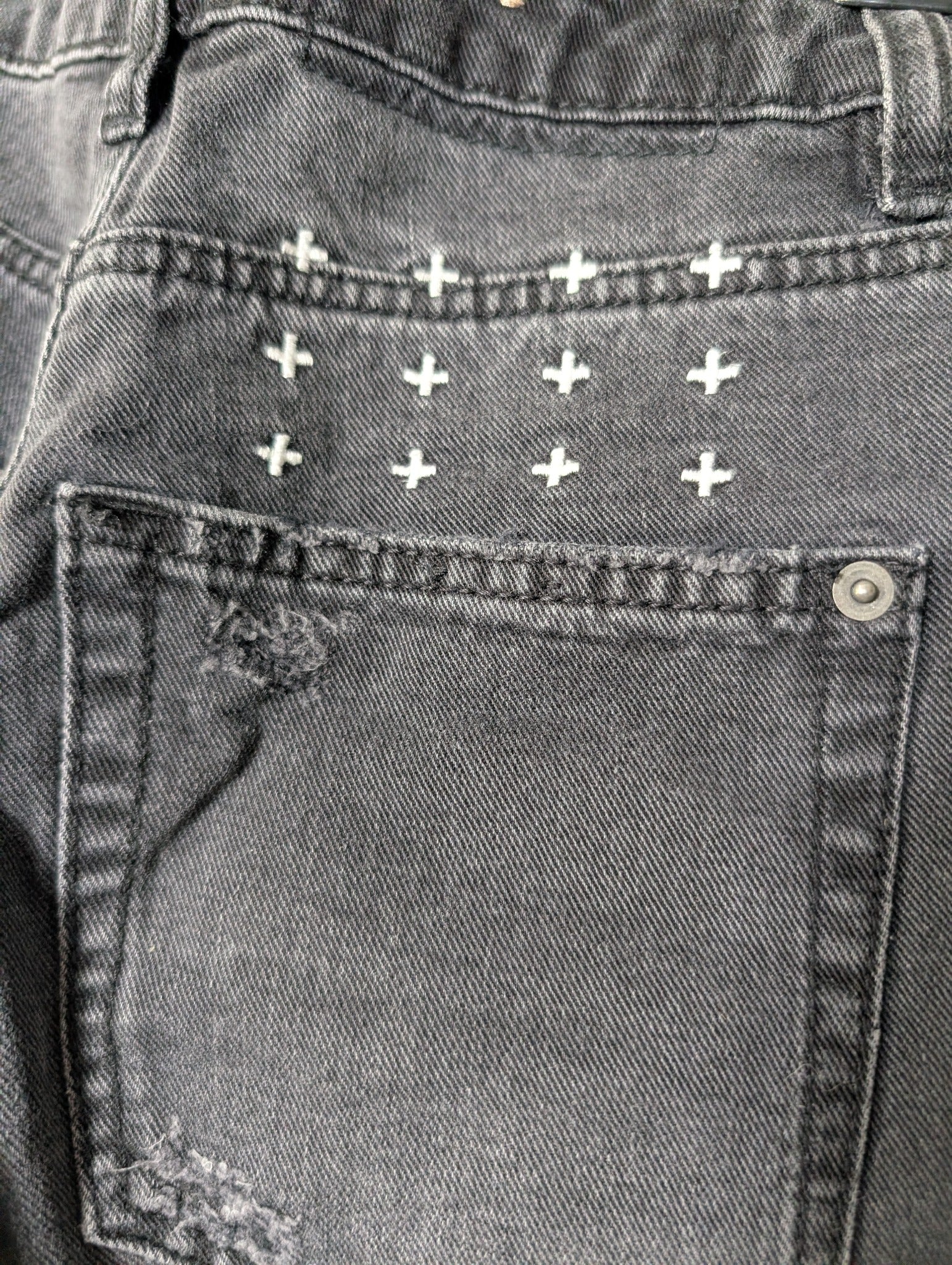 Ksubi High-Rise Denim Jeans Washed Black Raw Hem Size 23 - Image 6