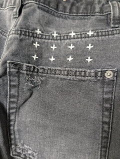 Ksubi High-Rise Denim Jeans Washed Black Raw Hem Size 23 - Image 6