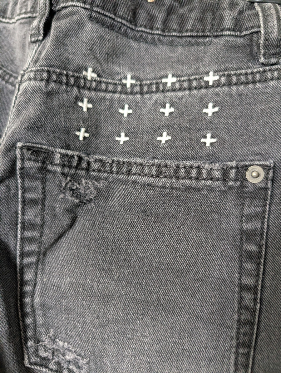 Ksubi High-Rise Denim Jeans Washed Black Raw Hem Size 23 - Image 6