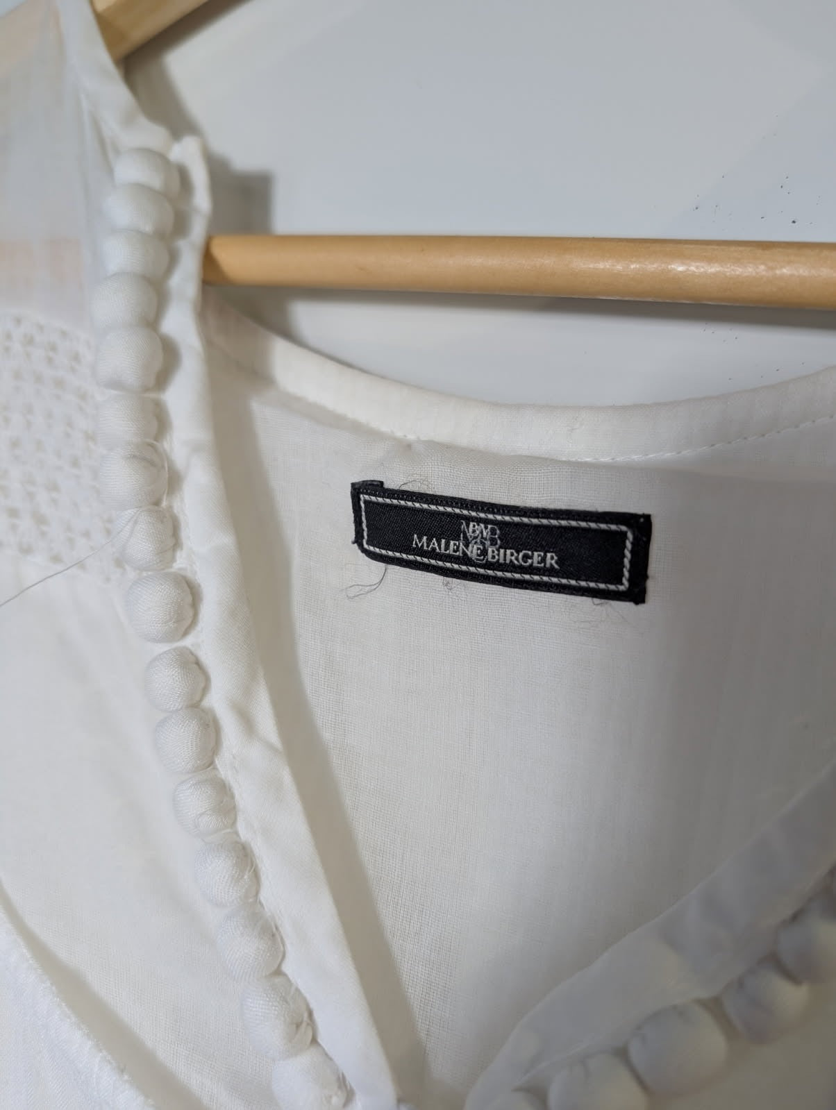 By Malene Birger Gauze Tunic Blouse White Pleated Detail - Image 5