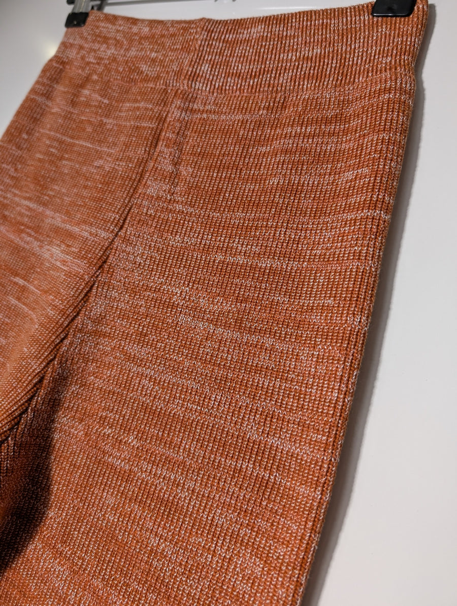 Red Berry Ribbed Knit Flare Pants Orange Women's Size S - Image 3